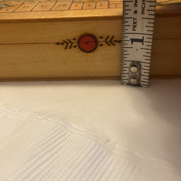 Vintage Wooden Pyrography Trinket Box Russian Hand Painted Hand Carved Folk Art - Picture 7 of 7